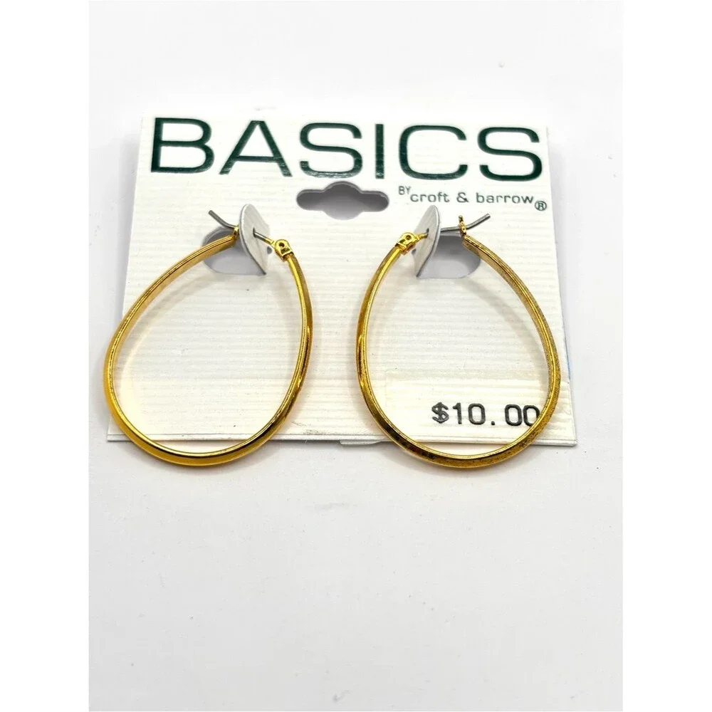Croft & Barrow Gold-Tone Hoop, Twisted Drop and Rose Pearl Earring Bundle